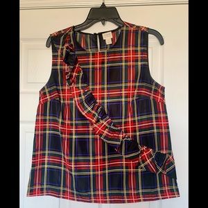 J Crew Plaid Ruffle Top